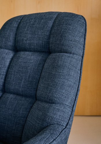 KAVE HOME Jaspe svingstol, m. armlen - bltt stoff og grtt metall