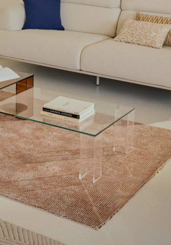 KAVE HOME Adularia gjennomsiktig salongbord i herdet glass, 140 x 60 cm