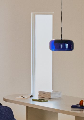 KAVE HOME Reig taklampe, rund - bltt glass (38)