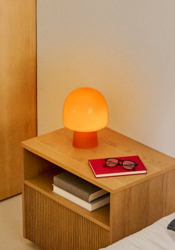 KAVE HOME Reig bordlampe, rund - oransje glass (20)