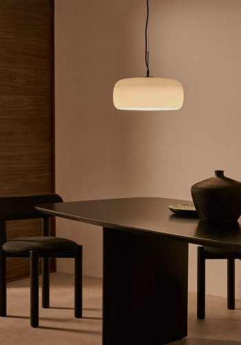 KAVE HOME Reig loftslampe, rund - lysegr� glas (�38)