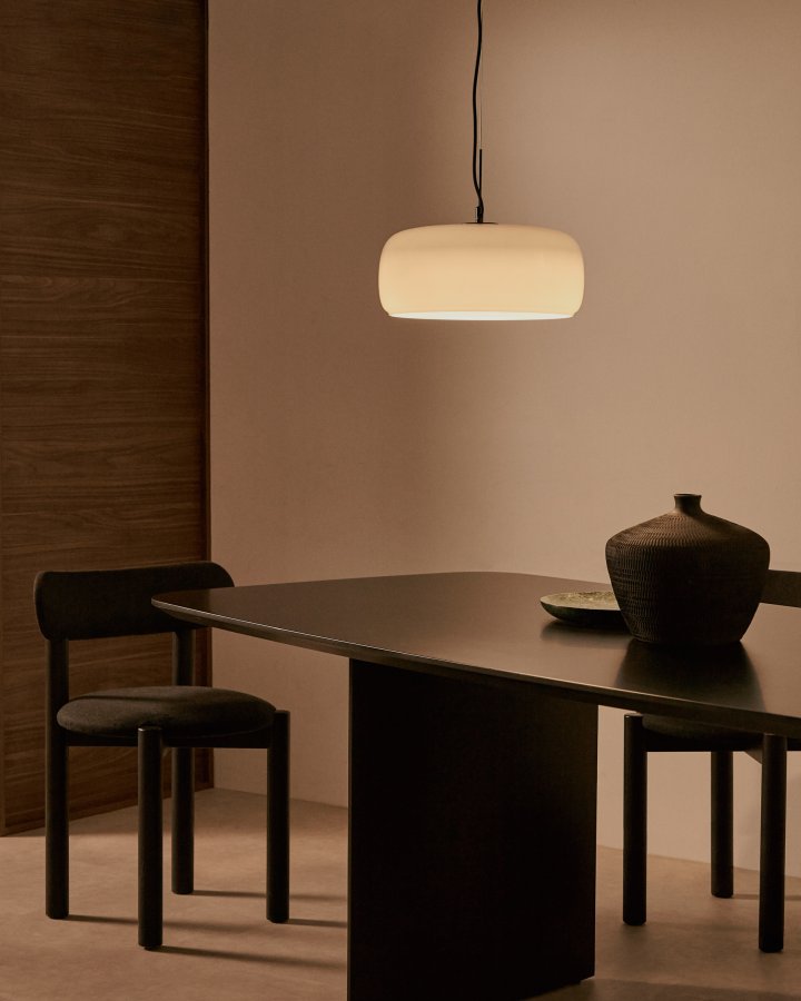 KAVE HOME Reig loftslampe, rund - lysegr� glas (�38)