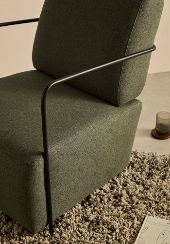 KAVE HOME Gamer lenestol, m. armlen - grnt stoff og matt sort metall