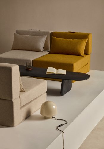 KAVE HOME Arty umwandelbarer Pouf/Bett – Senfstoff (70 x 89 (200)