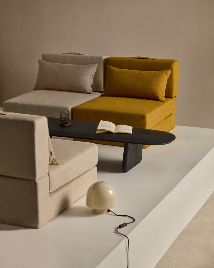 KAVE HOME Arty umwandelbarer Pouf/Bett – Senfstoff (70 x 89 (200)