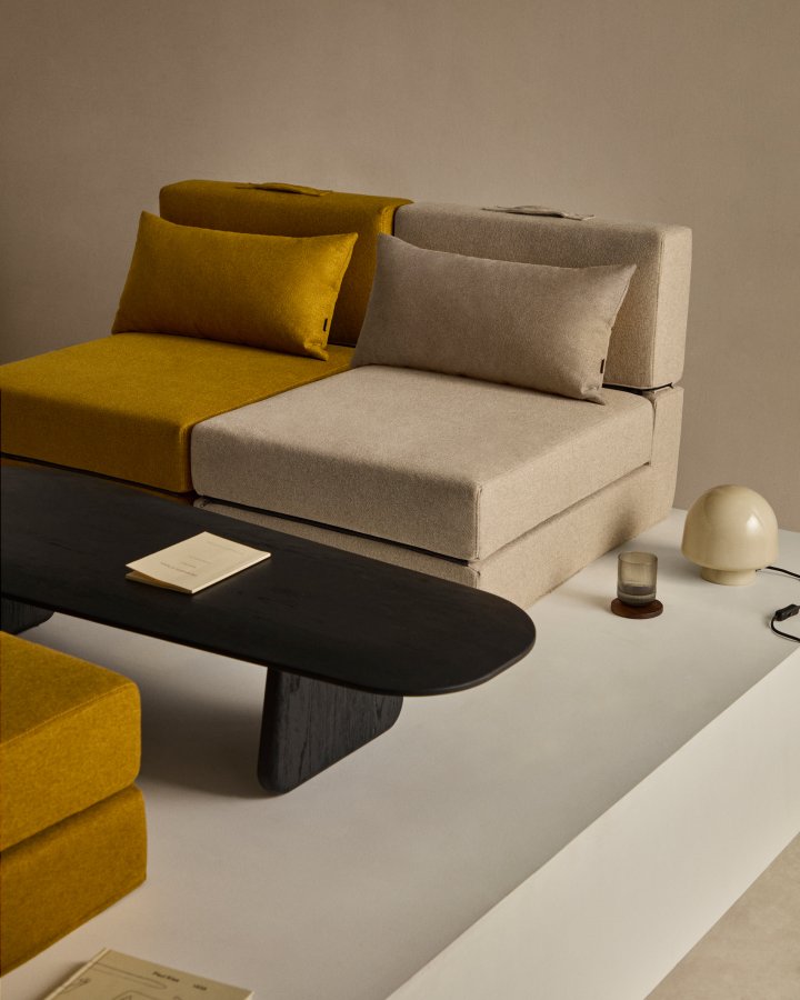 KAVE HOME Arty konvertibel puff/seng - beige stoff (70x89(200)