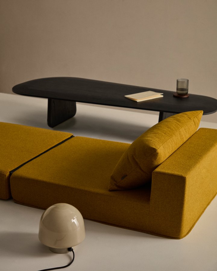 KAVE HOME Arty umwandelbarer Pouf/Bett – Senfstoff (70 x 89 (200)