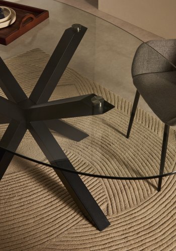 KAVE HOME Argo ovalt bord i glass og stlben med sort finish 200 x 100 cm