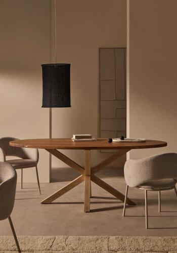 KAVE HOME Argo ovalt bord i heltre akasie og stlben med treeffekt 200 100 cm