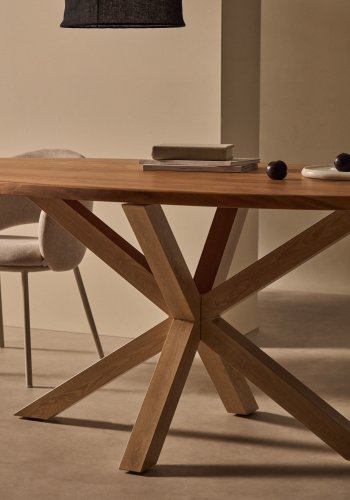 KAVE HOME Argo ovalt bord i heltre akasie og stlben med treeffekt 200 100 cm