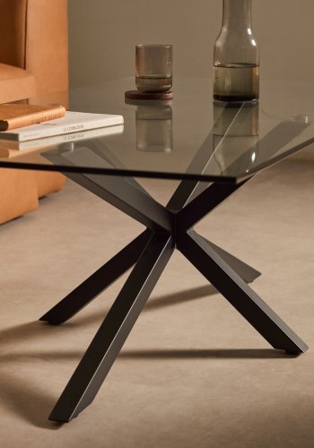 KAVE HOME rektangulrt Argon salongbord - klart glass og svart stl (130x70)
