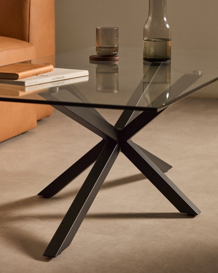 KAVE HOME rektangulrt Argon salongbord - klart glass og svart stl (130x70)