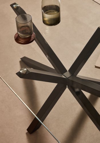 KAVE HOME rektangulrt Argon salongbord - klart glass og svart stl (130x70)