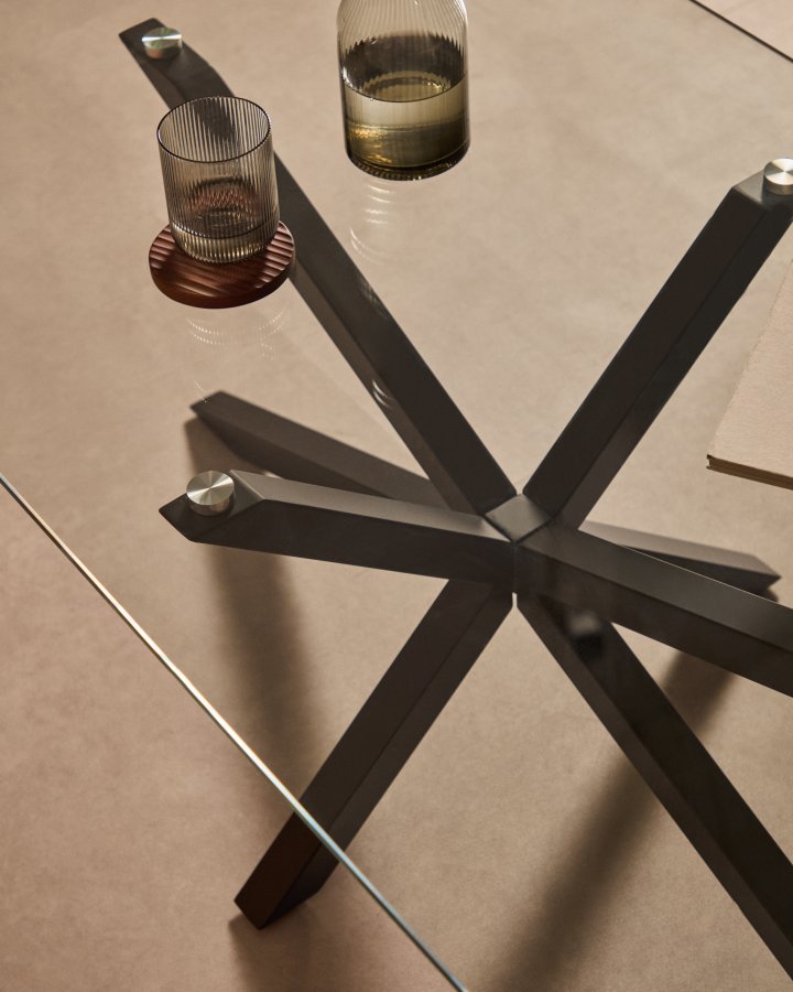 KAVE HOME rektangulrt Argon salongbord - klart glass og svart stl (130x70)