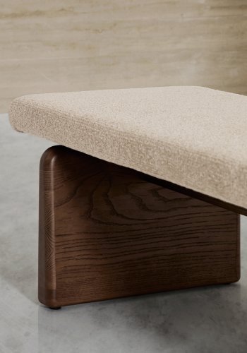 KAVE HOME Topaz benk, rektangulr - beige chenille og valntt finish asketre (150x51)