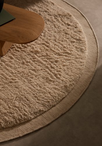 KAVE HOME Marely rundt, hvitt, ullteppe, 200 cm