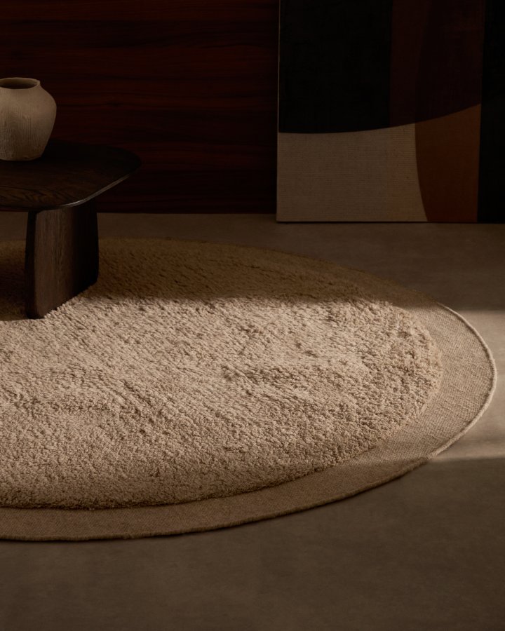 KAVE HOME Marely gulvt�ppe, rund - beige uld (�200)