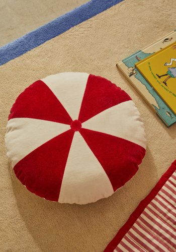 KAVE HOME Odet pyntepute for barn, rund - hvit og rd bomull (45)