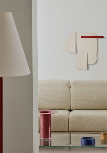 KAVE HOME Danei hvit og rd veggpanel, 65 x 60 cm