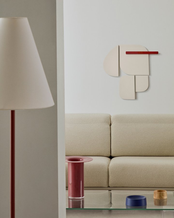 KAVE HOME Danei hvit og rd veggpanel, 65 x 60 cm