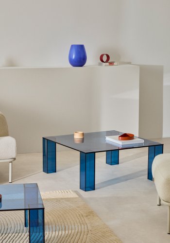 KAVE HOME Adularia sidebord, firkantet - bltt herdet glass (85x85)