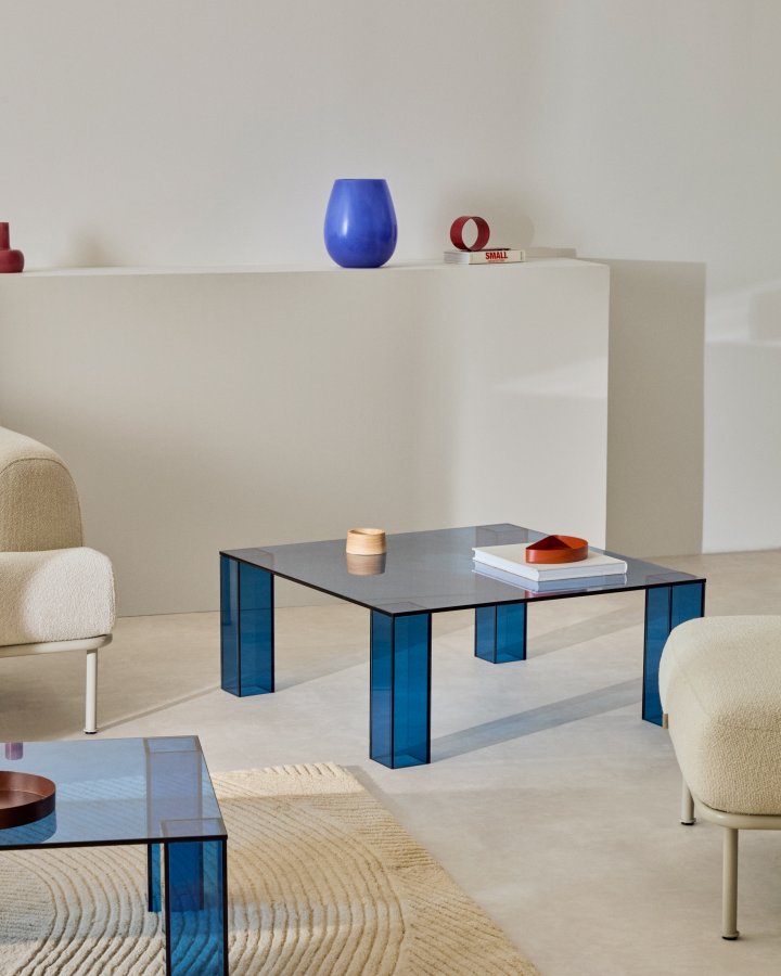 KAVE HOME Adularia sidebord, firkantet - bltt herdet glass (85x85)