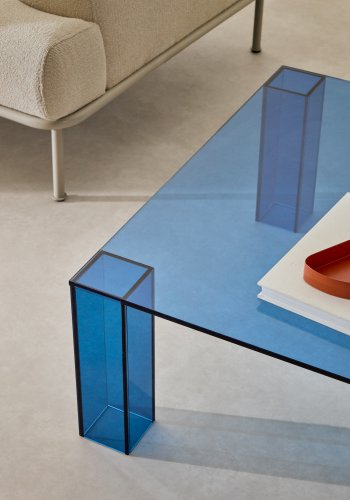 KAVE HOME Adularia sidebord, firkantet - bltt herdet glass (85x85)