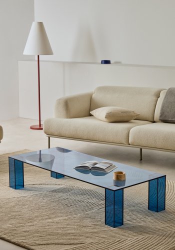 KAVE HOME Adularia salongbord, rektangulrt - bltt herdet glass (140x60)