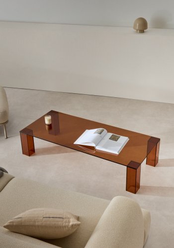 KAVE HOME Adularia brunt salongbord laget av herdet glass, 140 x 60 cm