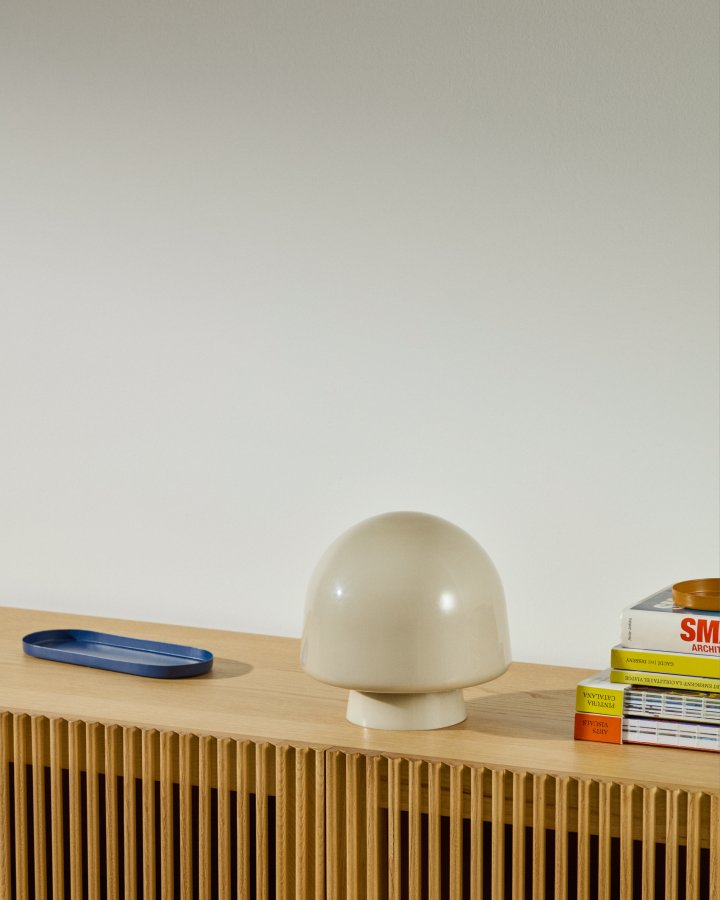 KAVE HOME Reig bordlampe, rund - grtt glass (20)