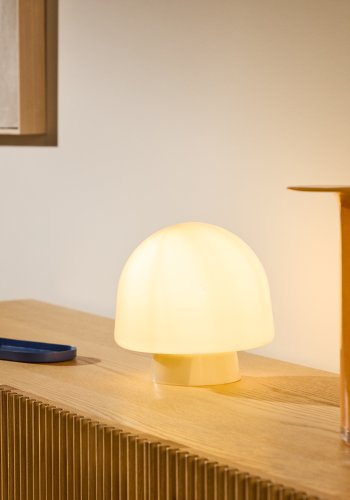 KAVE HOME Reig bordlampe, rund - grtt glass (20)