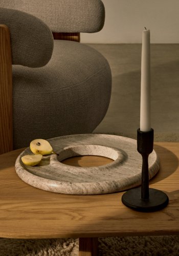 KAVE HOME Morel serveringsbakke, rund - beige marmor (�35)