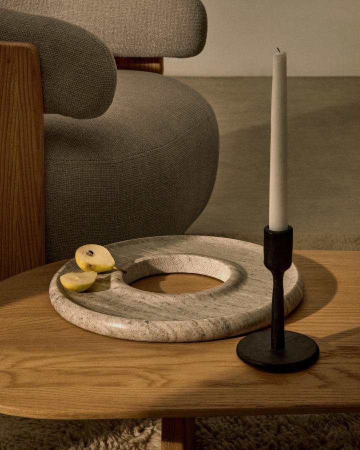 KAVE HOME Morel serveringsbakke, rund - beige marmor (�35)