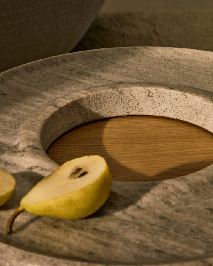 KAVE HOME Morel serveringsbakke, rund - beige marmor (�35)