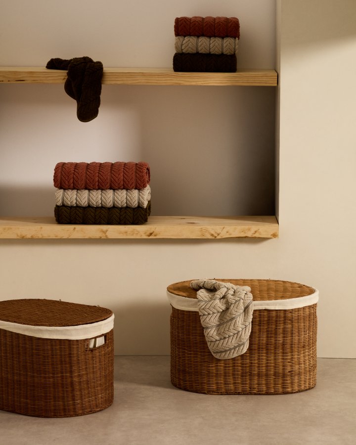 KAVE HOME Indali sett med 2 rottingkurver, 50 cm / 55 cm