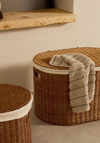 KAVE HOME Indali sett med 2 rottingkurver, 50 cm / 55 cm