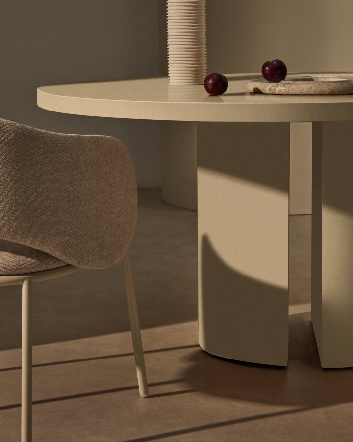 KAVE HOME Nealy spisebord, rundt - hvit beige MDF (150)