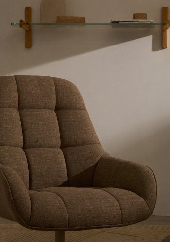 KAVE HOME Jaspe lysebrun svingbar lenestol med grlakkert metall, FSC 100%