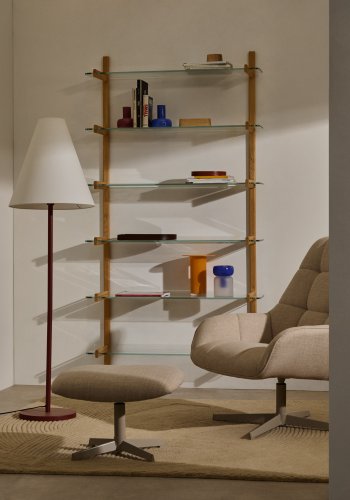 KAVE HOME Sitra modulhylle, 6 glasshyller og FSC Mix Credit heltre eik, 90 cm