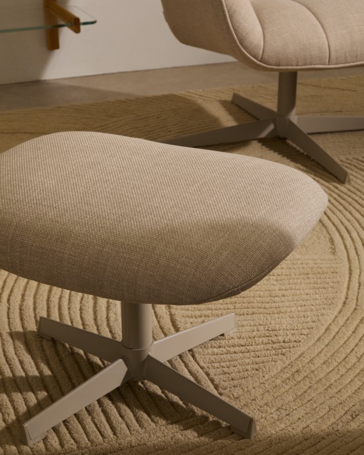 KAVE HOME Jaspe beige fotsttte med grtt metall, FSC 100%