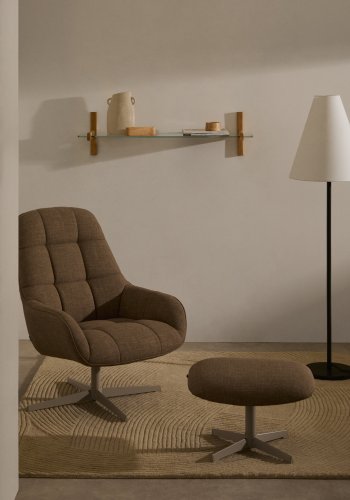 KAVE HOME Jaspe lysebrun svingbar lenestol med grlakkert metall, FSC 100%