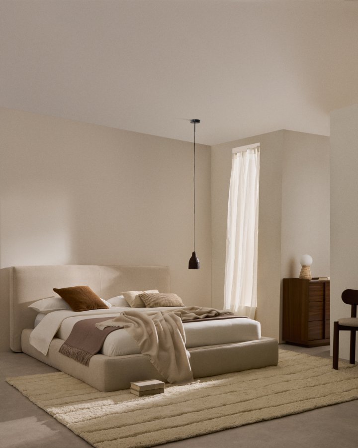 KAVE HOME Beige blokkseng med avtagbart trekk til madrass 180 x 200 cm FSC Mix Credit