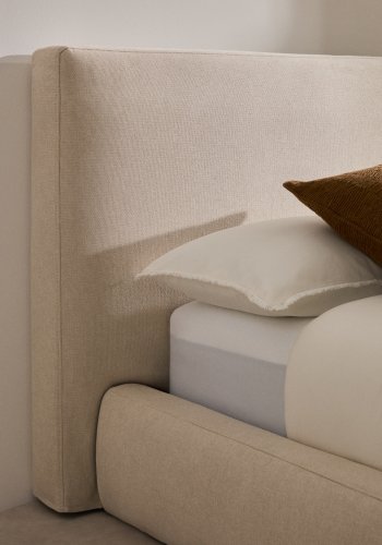 KAVE HOME Beige blokkseng med avtagbart trekk til madrass 90 x 200 cm FSC Mix Credit