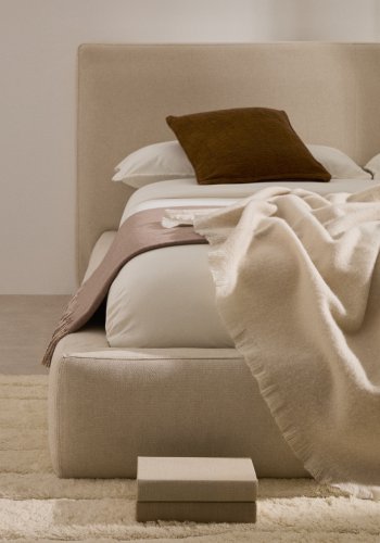 KAVE HOME Beige blokkseng med avtagbart trekk til madrass 90 x 200 cm FSC Mix Credit