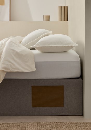 KAVE HOME Matters sammenleggbar sofa, med oppbevaring - grtt stoff (for en 140x190 cm madrass)