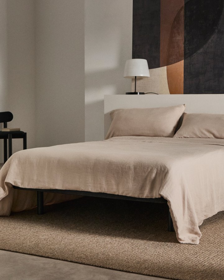 KAVE HOME Undersengsbunn uten ben - svart stoff (for 135x190 cm madrass)