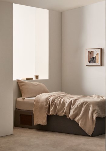 KAVE HOME Matters sammenleggbar sofa, med oppbevaring - svart stoff (for en 90x190 cm madrass)