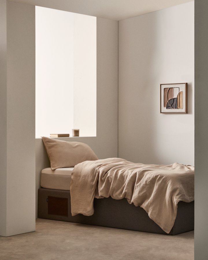 KAVE HOME Matters sammenleggbar sofa, med oppbevaring - svart stoff (for en 90x190 cm madrass)