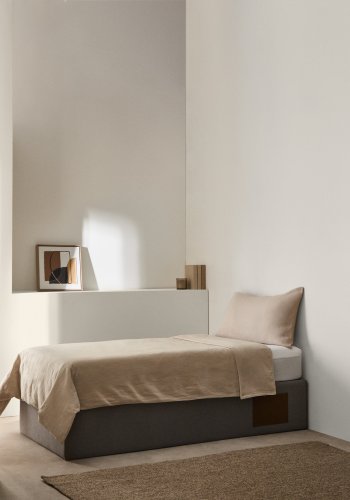 KAVE HOME Matters sammenleggbar sofa, med oppbevaring - grtt stoff (for en 90x190 cm madrass)