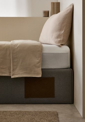 KAVE HOME Matters sammenleggbar sofa, med oppbevaring - grtt stoff (for en 90x190 cm madrass)